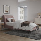 Manhattan Comfort Heather Mid-Century Modern Velvet Upholstered Twin Bed in Blush and Black