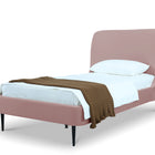 Manhattan Comfort Heather Mid-Century Modern Velvet Upholstered Twin Bed in Blush and Black
