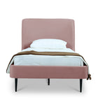 Manhattan Comfort Heather Mid-Century Modern Velvet Upholstered Twin Bed in Blush and Black
