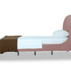 Manhattan Comfort Heather Mid-Century Modern Velvet Upholstered Twin Bed in Blush and Black