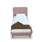 Manhattan Comfort Heather Mid-Century Modern Velvet Upholstered Twin Bed in Blush and Black