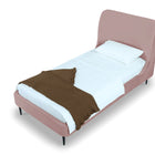 Manhattan Comfort Heather Mid-Century Modern Velvet Upholstered Twin Bed in Blush and Black