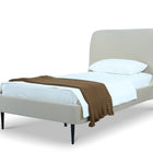 Manhattan Comfort Heather Mid-Century Modern Velvet Upholstered Twin Bed in Cream and Black
