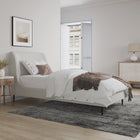 Manhattan Comfort Heather Mid-Century Modern Velvet Upholstered Twin Bed in Cream and Black
