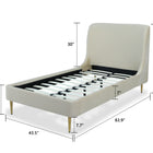 Manhattan Comfort Heather Mid-Century Modern Velvet Upholstered Twin Bed in Cream and Black