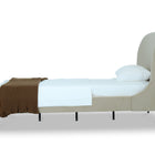 Manhattan Comfort Heather Mid-Century Modern Velvet Upholstered Twin Bed in Cream and Black