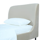 Manhattan Comfort Heather Mid-Century Modern Velvet Upholstered Twin Bed in Cream and Black