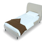 Manhattan Comfort Heather Mid-Century Modern Velvet Upholstered Twin Bed in Cream and Black