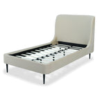 Manhattan Comfort Heather Mid-Century Modern Velvet Upholstered Twin Bed in Cream and Black