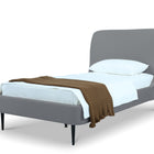 Manhattan Comfort Heather Mid-Century Modern Velvet Upholstered Twin Bed in Gray and Black