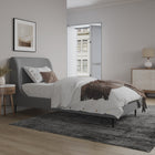 Manhattan Comfort Heather Mid-Century Modern Velvet Upholstered Twin Bed in Gray and Black