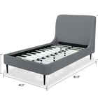 Manhattan Comfort Heather Mid-Century Modern Velvet Upholstered Twin Bed in Gray and Black
