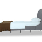 Manhattan Comfort Heather Mid-Century Modern Velvet Upholstered Twin Bed in Gray and Black