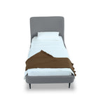Manhattan Comfort Heather Mid-Century Modern Velvet Upholstered Twin Bed in Gray and Black