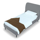 Manhattan Comfort Heather Mid-Century Modern Velvet Upholstered Twin Bed in Gray and Black