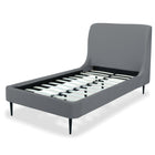 Manhattan Comfort Heather Mid-Century Modern Velvet Upholstered Twin Bed in Gray and Black