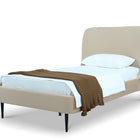 Manhattan Comfort Heather Mid-Century Modern Velvet Upholstered Twin Bed in Taupe and Black