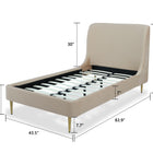 Manhattan Comfort Heather Mid-Century Modern Velvet Upholstered Twin Bed in Gold and Tan