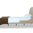 Manhattan Comfort Heather Mid-Century Modern Velvet Upholstered Twin Bed in Taupe and Black