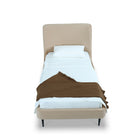 Manhattan Comfort Heather Mid-Century Modern Velvet Upholstered Twin Bed in Taupe and Black