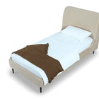 Manhattan Comfort Heather Mid-Century Modern Velvet Upholstered Twin Bed in Taupe and Black