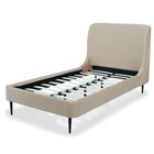 Manhattan Comfort Heather Mid-Century Modern Velvet Upholstered Twin Bed in Taupe and Black