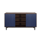Manhattan Comfort Duane Mid-Century Modern 59" Fluted Sideboard in Navy Blue