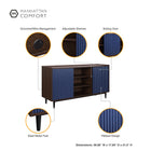 Manhattan Comfort Duane Mid-Century Modern 59" Fluted Sideboard in Navy Blue
