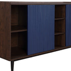 Manhattan Comfort Duane Mid-Century Modern 59" Fluted Sideboard in Navy Blue