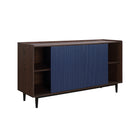 Manhattan Comfort Duane Mid-Century Modern 59" Fluted Sideboard in Navy Blue