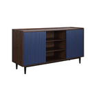 Manhattan Comfort Duane Mid-Century Modern 59" Fluted Sideboard in Navy Blue