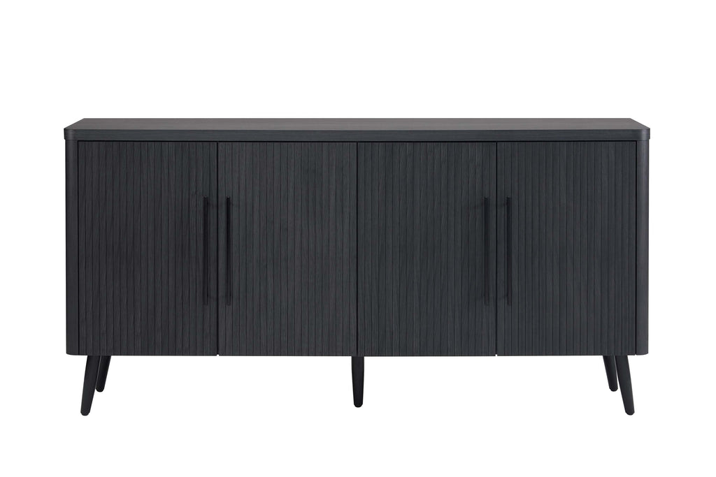Manhattan Comfort Jodie Mid-Century Modern 65" Fluted Sideboard in Charcoal Gray