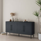 Manhattan Comfort Jodie Mid-Century Modern 65" Fluted Sideboard in Charcoal Gray
