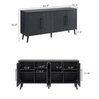 Manhattan Comfort Jodie Mid-Century Modern 65" Fluted Sideboard in Charcoal Gray