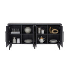 Manhattan Comfort Jodie Mid-Century Modern 65" Fluted Sideboard in Charcoal Gray