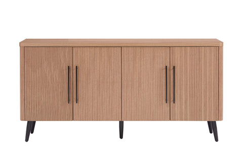 Manhattan Comfort Jodie Mid-Century Modern 65" Fluted Sideboard in Maple
