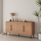 Manhattan Comfort Jodie Mid-Century Modern 65" Fluted Sideboard in Maple