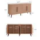 Manhattan Comfort Jodie Mid-Century Modern 65" Fluted Sideboard in Maple