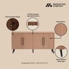 Manhattan Comfort Jodie Mid-Century Modern 65" Fluted Sideboard in Maple