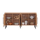 Manhattan Comfort Jodie Mid-Century Modern 65" Fluted Sideboard in Maple
