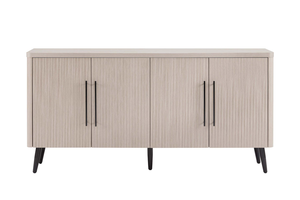 Manhattan Comfort Jodie Mid-Century Modern 65" Fluted Sideboard in Whitewashed Oak