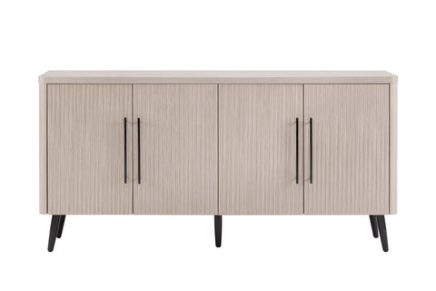 Manhattan Comfort Jodie Mid-Century Modern 65" Fluted Sideboard in Whitewashed Oak