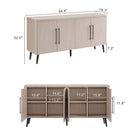 Manhattan Comfort Jodie Mid-Century Modern 65" Fluted Sideboard in Whitewashed Oak