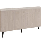 Manhattan Comfort Jodie Mid-Century Modern 65" Fluted Sideboard in Whitewashed Oak