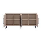 Manhattan Comfort Jodie Mid-Century Modern 65" Fluted Sideboard in Whitewashed Oak