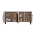 Manhattan Comfort Jodie Mid-Century Modern 65" Fluted Sideboard in Whitewashed Oak