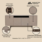 Manhattan Comfort Ella Modern 71" Sideboard in Mocha