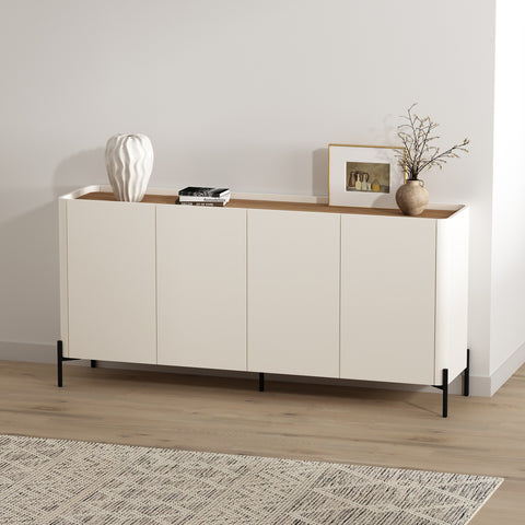 Manhattan Comfort Abbey Modern 67" Sideboard in Maple and Off White
