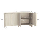 Manhattan Comfort Novara Contemporary 60" Sideboard in Whitewashed Oak (4-Door)