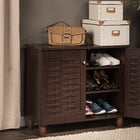Baxton Studio Winda Modern and Contemporary 2-Door Dark Brown Wooden Entryway Shoes Storage Cabinet